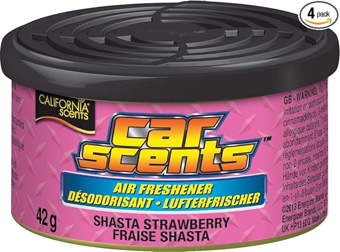 California Scents Car Scents Automotive Air Freshener Eco-Friendly Odor Neutralizer for Car and More, Shasta Strawberry, 4-Pack
