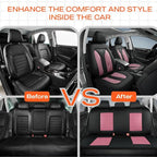 Skechers Memory Foam™ Car Seat Cover Full Sets, Hexcomb Breathable Thick Seat Covers, Airbag Compatible, Automotive Comfort & Protection for Most Cars,Van,Trucks, SUVs (Pink,Full Set)