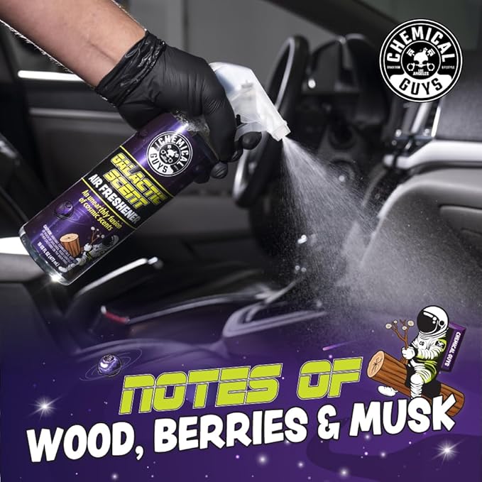 Chemical Guys Galactic Scent Air Freshener and Odor Eliminator, 16 fl oz with 3 Pack of Hanging Air Fresheners (Great for Cars, Trucks, SUVs, RVs, Home, Office, Dorm Room & More) - HOL460
