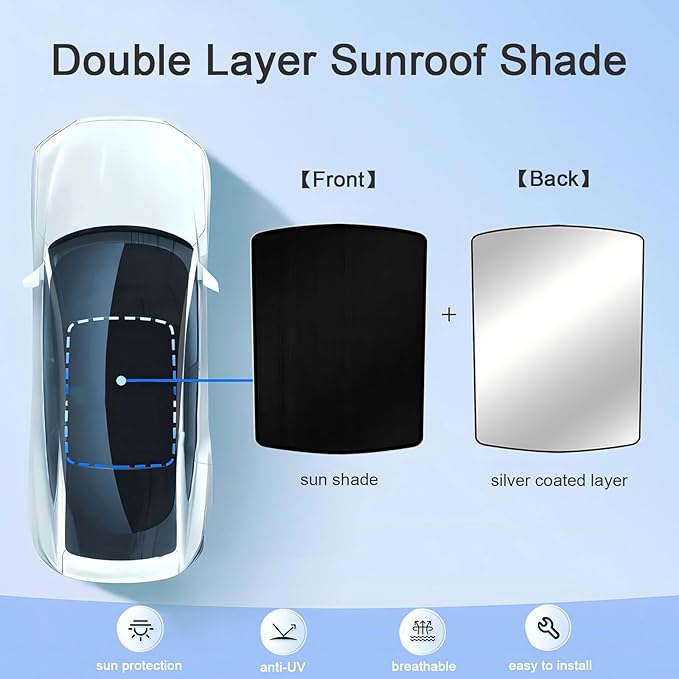 Glass Roof Sun Shade Compatible with Audi Q5 Accessories 2009-2017, Foldable One-Piece Sunshade Roof, Heat Insulation Sun UV Protection Car Sunroof Sunshade