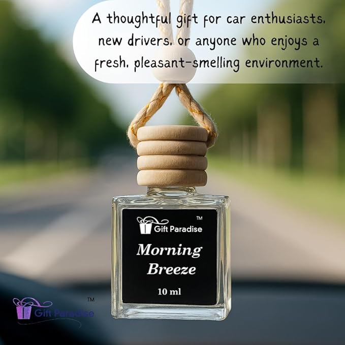 Morning Breeze Car Air Freshener – Set of 3 Wooden Hanging Diffusers (10ml) – Fresh Clean Scent with Premium Velvet gift bag for Car, Closet & Office