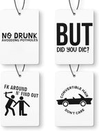 Funny Car Air Freshener 4 Pcs, Humorous Driving Quote Hanging Air Freshener for Cars Closet Drawer Books, Funny Sarcastic Gifts Car Accessories for Women Men