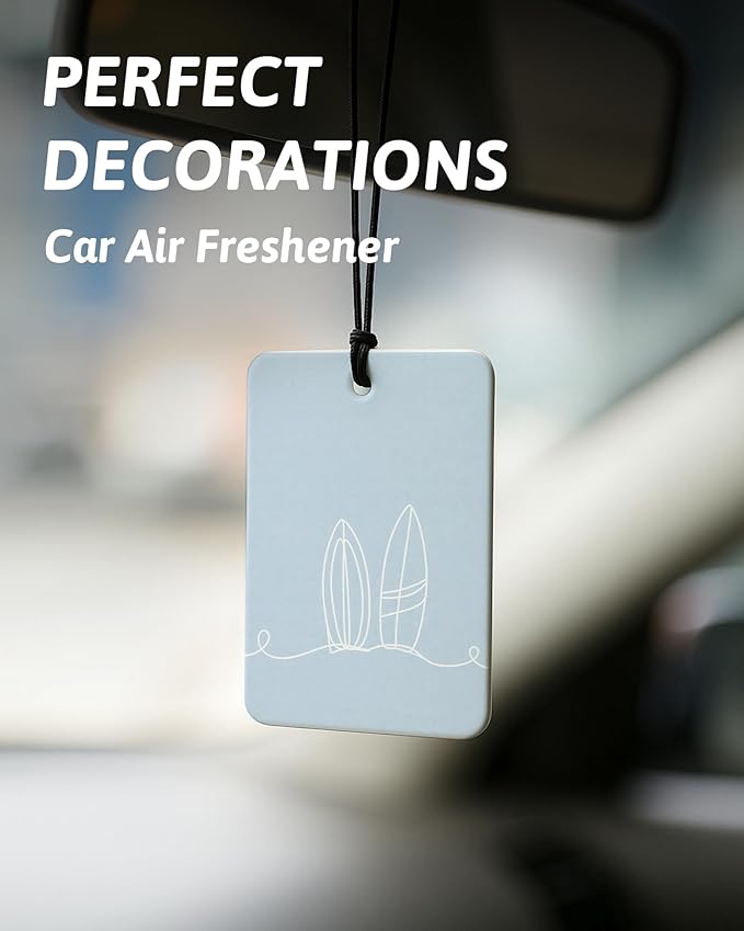 Blue Summer Beach Car Air Freshener 4 Pcs, Funky Preppy Surfboard Cheetah Coastal Hanging Air Freshener for Closet Drawer Books, Girly Beachy Car Accessories Mirror Decor for Women
