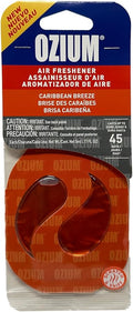 Ozium Paper Membrane Hanging Car Air Freshener - Automotive Air Fresheners and Odor Eliminator for Car (Caribbean Breeze, 1 Pack)