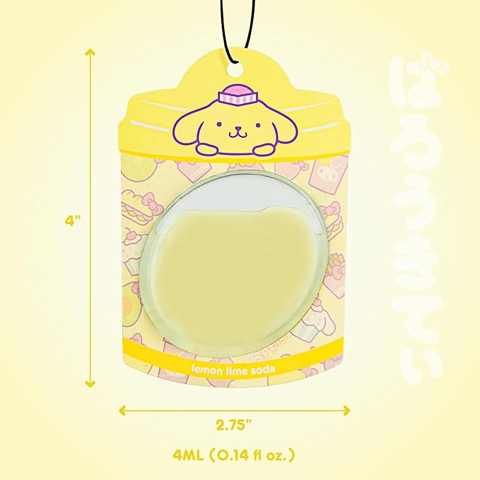 Hello Kitty and Friends Car Air Freshener (Pompompurin - Lemon Lime Soda) Hanging Gel Area Deodorizer, Long-Lasting Car Scents Air Freshener, Cute Automotive Sanrio Accessories Decor, 2-Pack