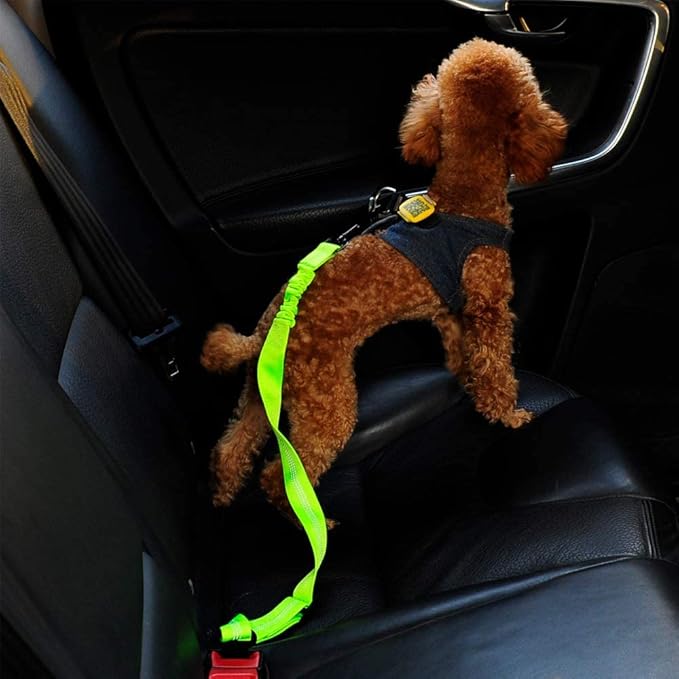 3 Colors Dog Safety Belt Pet Seat Belt Dog Car Harness Adjustable 360° zinc Alloy Buckle with Elastic,High Strength,Wear-Resistant and Durable,Easy to Install,Easy to Wash(Grey)