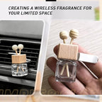 2 Pack Car Diffuser Air Freshener Bottles Refillable Empty Glass Essential Oil Diffuser with Vent Clip Wooden Sticks Universal Square Aromatherapy Diffuser for Vehicles Home