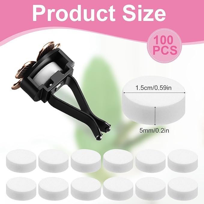 100Pcs Car Essential Oil Pads Unscented Car Air Freshener Vent Clip Refill Pads White Diffuser Air Filter Scent Replacement Pad for Cars Vent Locket Aroma Ball Plug-in Diffuser Humidifier