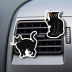 WIRESTER Set of 2 Fresh Scented Car Air Freshener Vent Clip, Decorative Accessories, Interior Decoration for Cars - Black Cat With Knife & Black Cat With Knife (S2)
