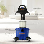Koblenz Wet Dry Vacuum Cleaner, Large 16.0 Gallon Tank, 6.5 HP Powerful Vacuum for Dry and Wet Messes, Vacuum Cleaner and Blower with Drain Plug, Accessories Included, Black+Blue (WD-16 L4)