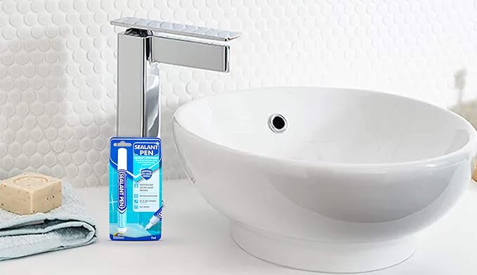 White Caulk Marker: Waterproof Silicone Colorant Paint, Stain Remover, Sink, Kitchen, Shower, Bathroom Tile - White, Narrow 5mm Tip