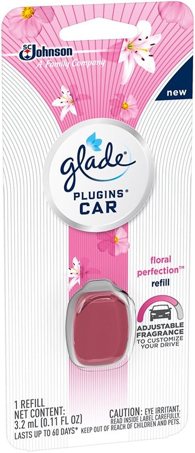 Glade Plugins Car Air Freshener Refill, Floral Perfection, 0.11 Fl. Oz
