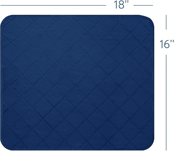 Waterproof Chair Pads for Incontinence, 4 Pack Reusable Seat Protector Pads 18" x 16", Absorbent Wheelchair Pad Covers, Washable Chair Pads for Adults, Kids & Pets - Navy Blue