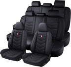 Car Seat Cover 8 Seats for Toyota Highlander 2001-2025, Waterproof Durable Premium Leather Car Seat Protector, Comfortable Anti-Slip Stylish Sport Seat Cover. (8 Seats Standard,Black)