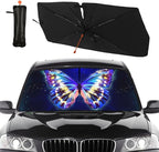 Socira Blue Butterfly Car Windshield Sun Shade Umbrella Foldable Sunshade for Front Window Auto Windshield Sunshade Covers Butterfly Car Accessories Prevent Sun Rays Heat 57'' X 30''