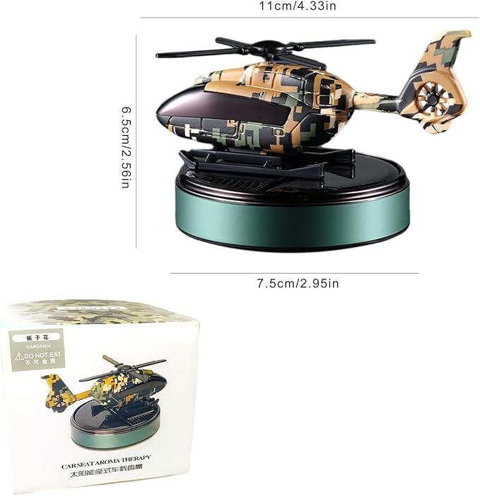 Car Air Freshener | Solar Powered Helicopter Scents Diffuser | Fashion Automotive Interior Decoration Accessories Purifiers for Car and Home Aromatherapy Dashboard (grey)