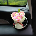 Mini Daisy Bouquet Car Vent Clip Air Freshener, Small Artificial Flowers Car Accessories, Reusable Essential Perfume Diffuser with Lemon & Blank Pad, Dashboard Yarn Floral Decor, Gift for Car(Style E)