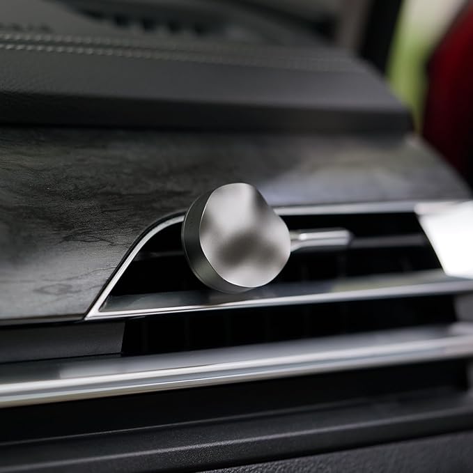 THEDOTS Gray Matte Metal Car Vent Clips, Refillable Air Freshener Car Decor, Moroccan Mint Tea Scent