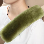 Soft & Cozy Australian Sheepskin Car Seat Belt Covers,2 Pack Fluffy Seatbelt Pads, Genunie Sheepskin Fur Shoulder Straps Cushions for Adults Kids Women and Men (Pea Green)