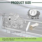 2PCS Car Air Vent Clip, Car Vent Accessories, Crystal Elephant Car Air Fresheners Vent Clips, Rhinestone Air Conditioning Outlet Clip Interior Decoration Universal for Women and Girls (Silver)