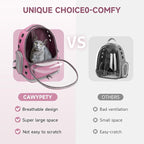 Cat Backpack Carrier, Breathable Cat Carrier Large Space Bubble Pet Backpack for Kitty Small Dog up to 12lbs, Transparent & Foldable Pet Carrier for Travel Hiking（Pink）