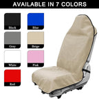 Waterproof Car Towel Seat Cover, Sweating Non-Slip Premium Towel Carseat Cover Protector, Universal Soft Machine Washable Car Truck SUV Front Seat Cover for Gym Workout Beach Hiking (Beige)
