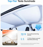 Wigoo Tesla Model 3 Sunshade Roof [Never Sag, Nano Ice-Crystal Coatings] 3-Gen Heat Insulation Glass Roof Sun Shade, Accessories for Tesla Model 3 2020~2026 Highland, Interior Gray