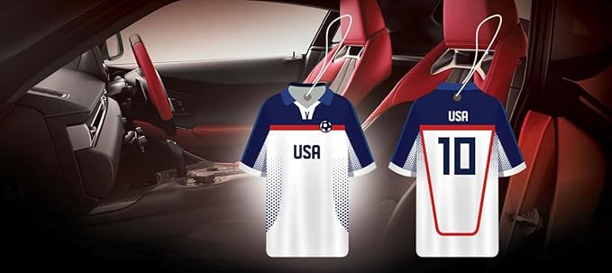 Car Air Freshener Assorted 12 Pack Fan Team Jersey USA|MEXICO|COLOMBIA|BRAZIL ARGENTINA|VENEZUELA Long- Lasting (Team USA, Mix 3 Bubble Gum, 3 New Car,3 Vanilla Black,3 Crystal Black)