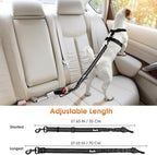 SlowTon Dog Seat Belt for Car, Adjustable 3 in 1 Dog Seatbelt with Elastic Bungee Buffer, Nylon Heavy Duty Dog Car Harness Reflective Safety Tether Leash with Latch Hook Clip Black