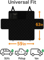 Dog Car Seat Cover, Universal Fit, Waterproof, Breathable, Machine Washable, Pet Hammock with Storage Pocket, Black (Black, Large(59" W))