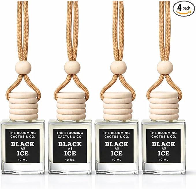 4 Pack Air fresheners | Long lasting car air fresheners, Hand-made in USA | Small room diffuser | Small Business Woman Owned. (10 ml Black Ice (Type) set of 4)