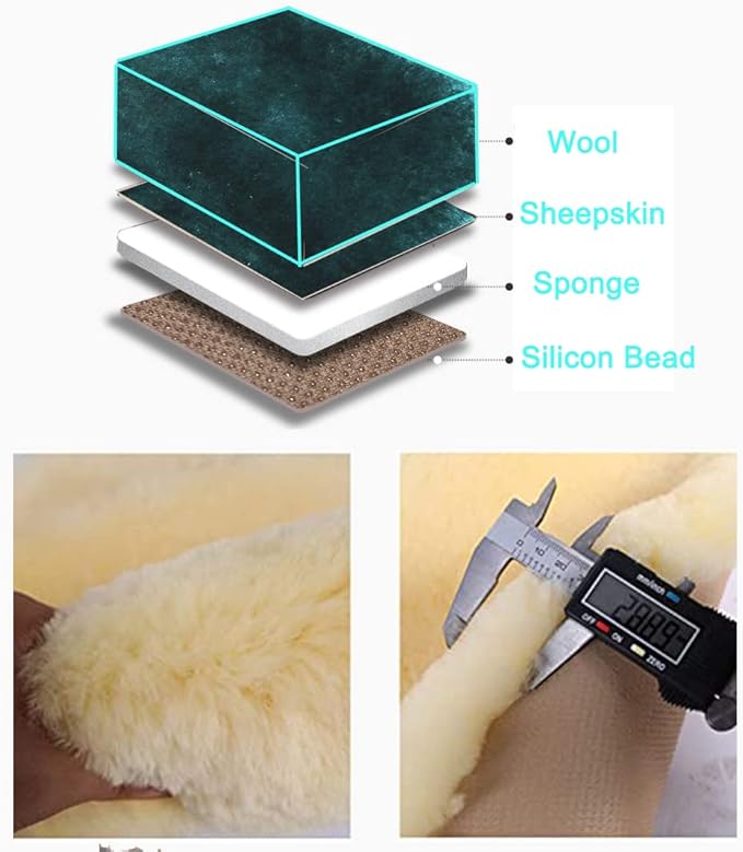 OGLAND Fluffy Genuine Australia Sheepskin Car Back Seat Cover for Auto Rear Interior Accessories Seat Cushion with Soft Fuzzy Wool Natural Fur Non-Slip (Alpine Green, Back)