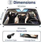 GENANY Cat Windshield Sun Shade for Car SUV Truck (55x30 Inches), Front Window Visor for Windows, Protector Blocks UV