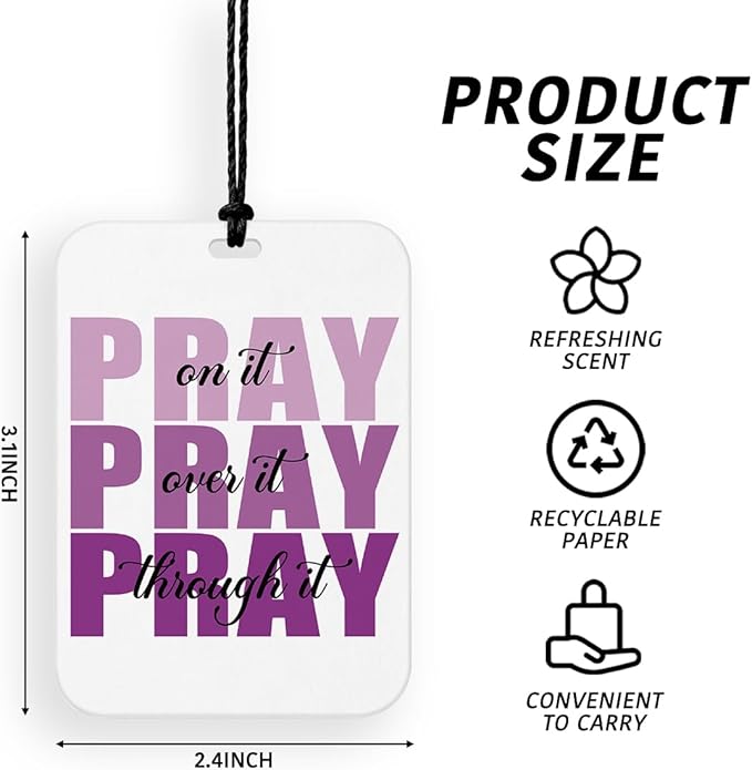 4 Pcs Pray Car Air Fresheners for Mirror Pink Christian Pray Car Accessories for Women Religious Air Freshener Cars Decor for Home Prayer Closet