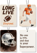 Football - Themed Car Air Freshener 4 Pcs, Sports Inspirational Quotes Hanging Air Freshener for for Cars Closet Drawer Books, Car Accessories Mirror Decor for sports enthusiast.