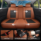 Car Seat Covers Full Set Custom Fit for Saturn Aura 2006-2009-Luxury Leather with Lumbar Support, Breathable, Waterproof, Anti-Slip, Durable, Easy to Install (BlackBrown,Full Set)