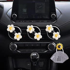 Cute Daisy Air Vent Clips, 6 Pcs Flower Car Air Fresheners Vent Clips Car Diffuser Vent Clip Charm Decoration for Women Cute Interior Decor Accessories + Sunflower Mask Hook (White)