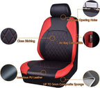 Universal Faux Leather Car Seat Covers Full Set Airbag Compatible Breathable Fit for Cars Trucks SUVs Deluxe Pu Luxury Vinyl(Black with Red)
