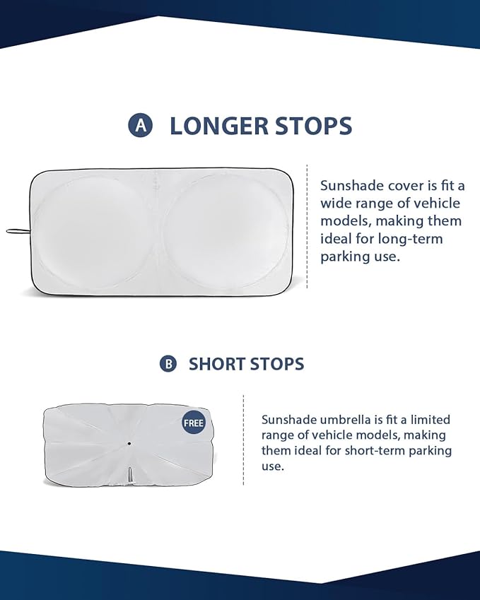 Retractable Windshield Sun Shade for car Windshield Sun Shade,99% UV Blocking,Long-Frequency and Short-Frequency Demand,Medium (Sunshade 62.99"x33.86",Umbrella 55.12"x31.5")