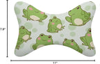 Car Pillow for Neck Pain Relief Support, Compatible with Cute Sitting Frog Memory Foam Car Neck Pillow for Car Seat with Adjustable Strap, 2 Pcs Car Headrest Pillow for Ergonomic Design