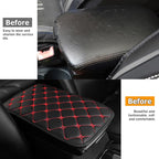 HZEL Car Center Console Cushion Pad, PU Leather Vehicle Armrest Protection Cover, Waterproof Automotive Interior Arm Rest Seat Box Mat Accessories, Universal for SUV, Sedan, Truck (Black/Red)