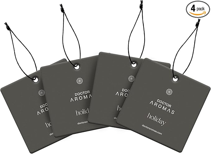 Doctor Aromas Car Perfume – Pine & Cinnamon Hanging Diffuser, Long-Lasting Freshness for Cars & Vehicles 4 Pack (Holiday)