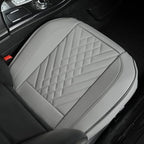 GIANT PANDA 2pcs Front Car Seat Covers Bottom Seat Covers, PU Leather Driver Car Seat Protectors Fits 95% of Vehicles, Wrapping Around The Bottom (Grey)