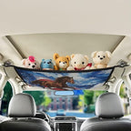 Car Roof Storage Bag Horse USA Flag Car Seat Back Hanging Bag All Car Storage Organizers One-Size-Fits Tidy Pouch Pocket Storage for Small Items