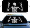 Funny Skull Car Windshield Sunshade Folding Human Skeleton Black Heatshield Front Window Car Sun Shade Windshield Rays Sun Shade Visor Protector for Car Sedan Truck SUV Accessories 59" L x 31.5" W
