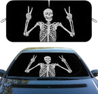 Funny Skull Car Windshield Sunshade Folding Human Skeleton Black Heatshield Front Window Car Sun Shade Windshield Rays Sun Shade Visor Protector for Car Sedan Truck SUV Accessories 59" L x 31.5" W