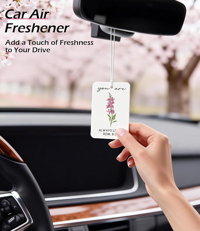 10PCS Christian Car Air Fresheners – Inspirational Floral Bible Verse Christian Car Accessories for Women – Car Mirror Hanging Accessories, Christian Gifts, Religious Gifts for Women