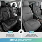 Road Comforts Front Leather Mesh Car Seat Cover - Breathable & Stylish, Airbag Compatible, Universal Fit for Cars, SUVs, Trucks, and Vans - Gray Color