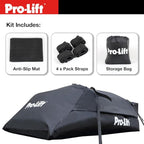 Pro-Lift Rooftop Cargo Carrier Waterproof – 15 Cubic Feet Softshell Roof Luggage Bag for All Cars with/Without Rack, Includes Anti-Slip Mat, Reinforced Straps, Door Hooks, Storage Bag