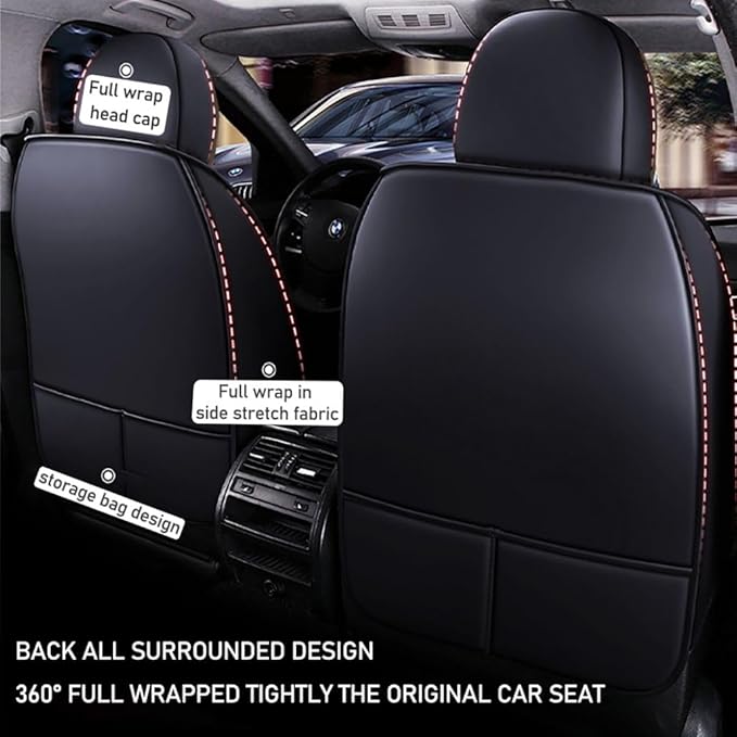 for Toyota RAV4 2008-2025 Car Seat Covers, Full Coverage Customized Seat Covers Premium Leather Waterproof Stain-Resistant Easy to Install (Front Set, Black&Coffee)